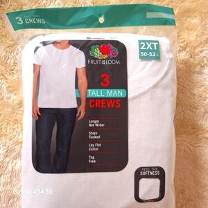 Fruit of the Loom White Crew Neck Shirts 3-Pack Tall